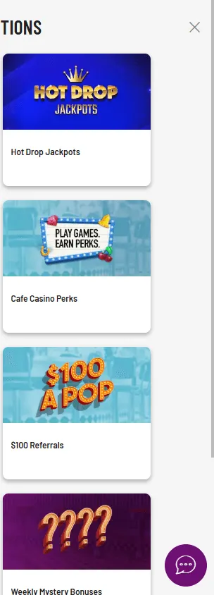 Cafe Casino promotions area on a mobile screen